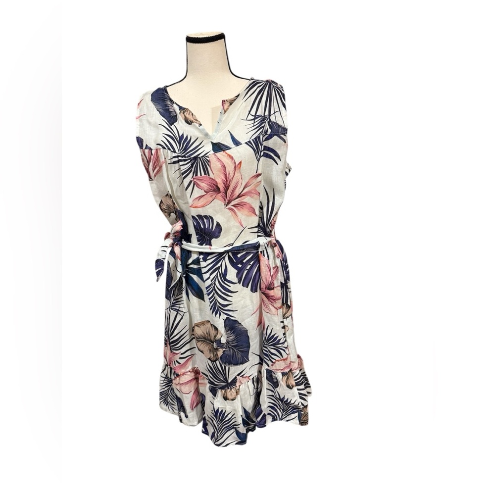 Lungo L’arno | Floral Print Sleeveless linen dress